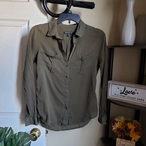 Banana Republic Semi-Sheer Green Button Down